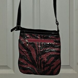 Pink and Black Zebra Sparkle Crossbody